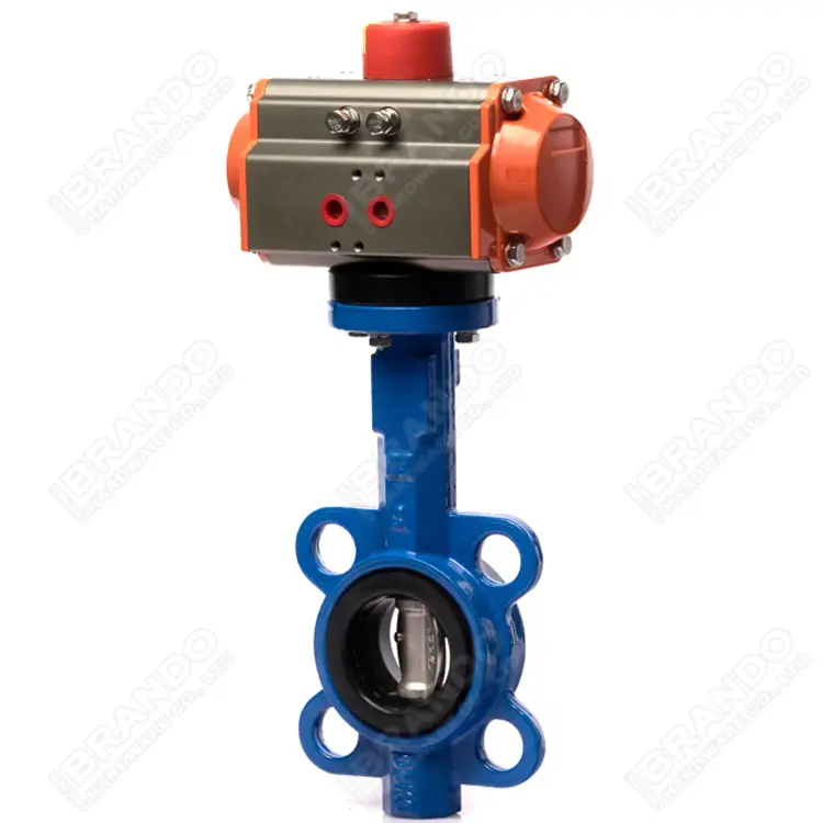 Soft Seat Pneumatic Actuator Wafer Butterfly Valve 2 3 4 6 8 10 12 Inch Butterfly Valve With Pneumatic Actuator Double Acting