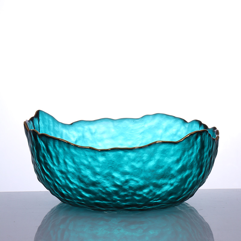 2021New arrival unique glass 1300ml mixing color bowls glass tableware salad bowls for home