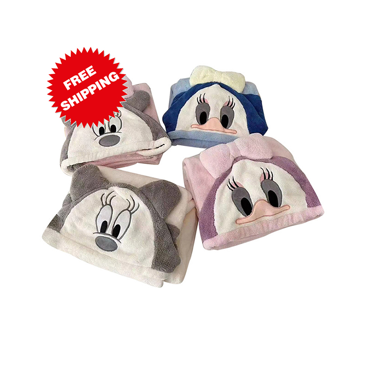 Lovely Coral Fleece Kids Towel With Cloak Portable Quick Dry
