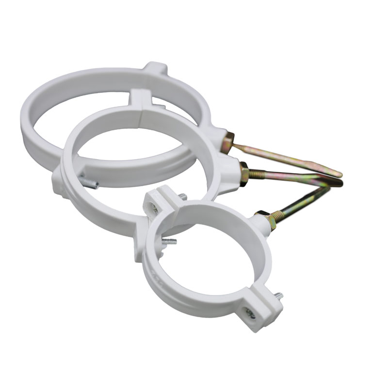 Pipe clamp with thread rod white pp plastic adjustable pipe tube trunking fastening brace saddle holder pipe clamp