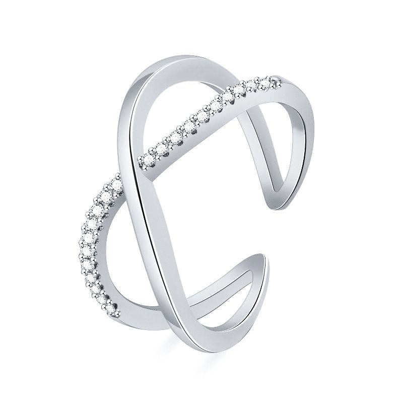 2021 New Design Finger Cross Simple Diamond Ring For Women Girl Wedding Rings Jewelry
