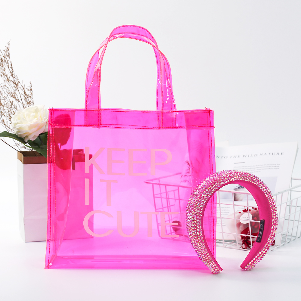 Ins Popular Women Hand Bags Crossbody Handbags For Women Luxury Transparent Pvc Tote Bags And Hair Hoops Set Women Handbag