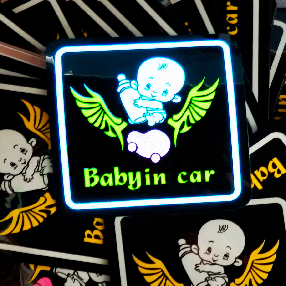 Wholesale Finegreen Lighting EL Light up luminous car decoration baby in car led el lighting sticker
