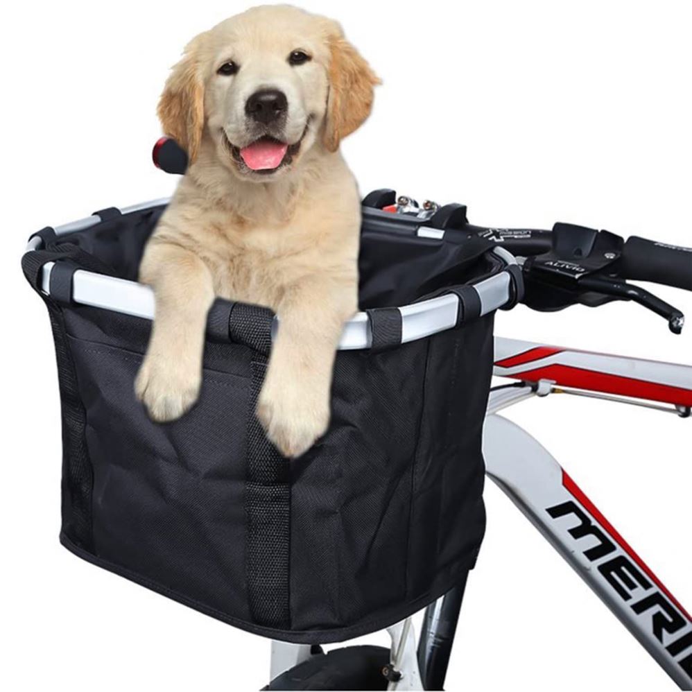 Bike Basket Foldable Bicycle Pet Cat Dog Carrier Front Removable easy install Bicycle Handlebar Basket Bag