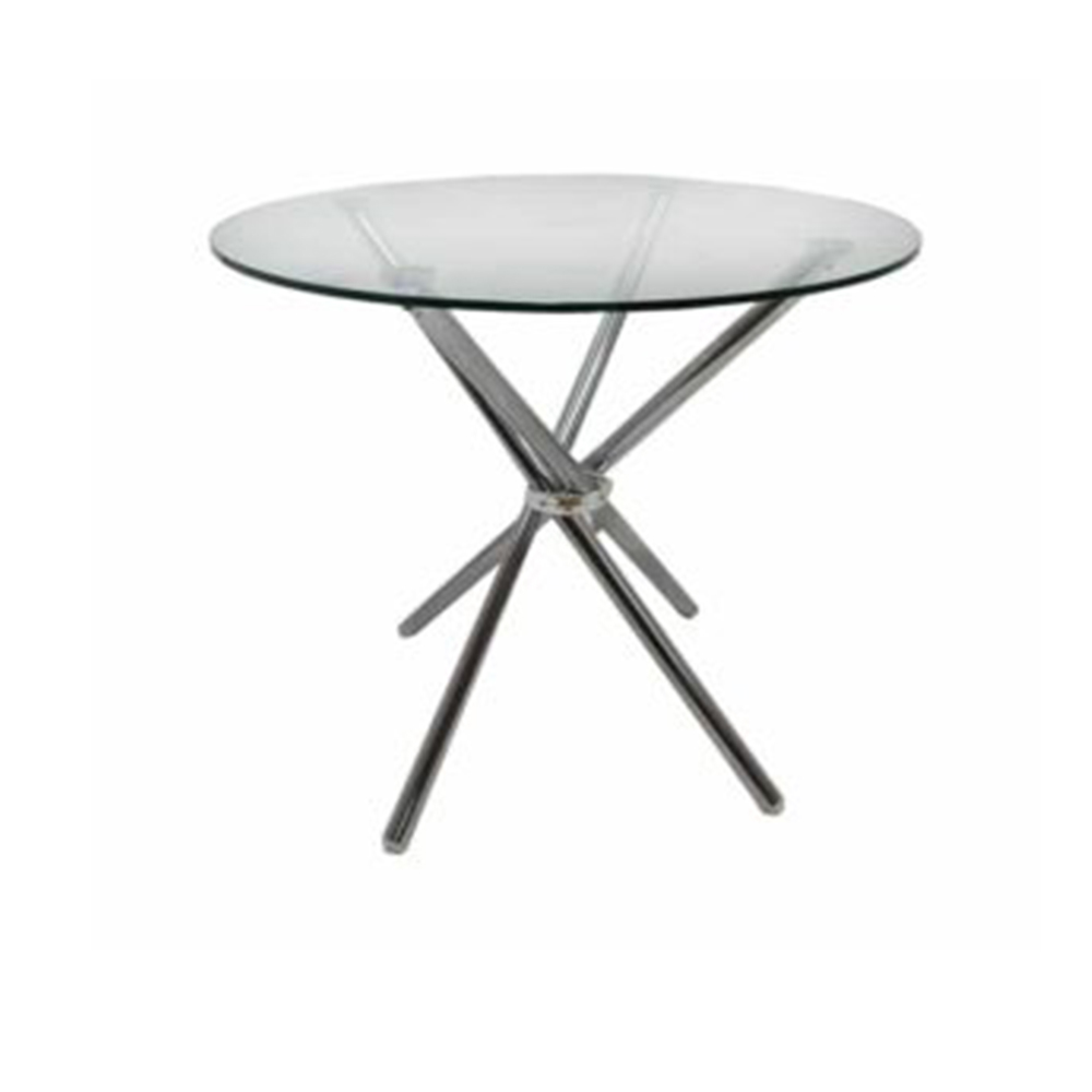 Glass round cafe table metal legs