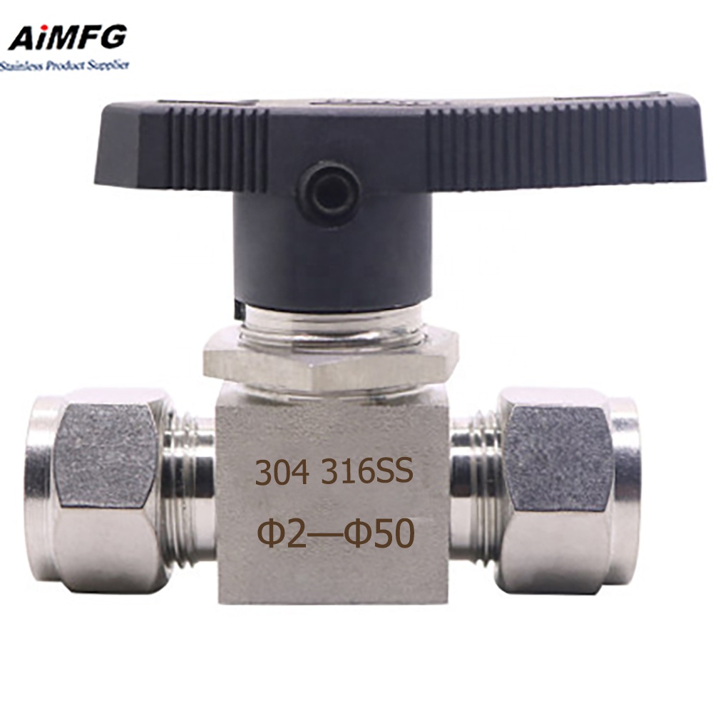 Factory double ferrule forged pipe compression straight union 6000psi ball valve instrumentation dispenser panel mountable ball