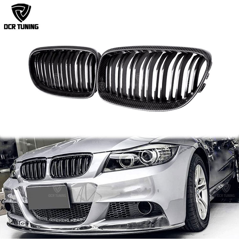 Передняя решетка из углеродного волокна для BMW 3 серии E90 2004-2011, отделка из углеродного волокна + планки