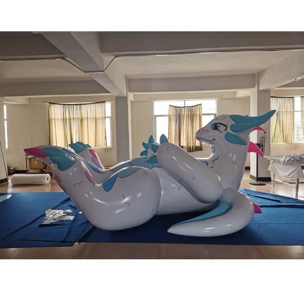 Beile Customized 4M long  inflatable laying white dragon