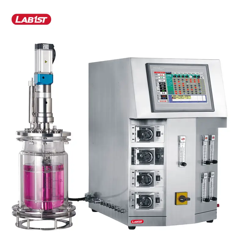 Laboratory Glass Bioreactor 10l with Peristaltic Pumps