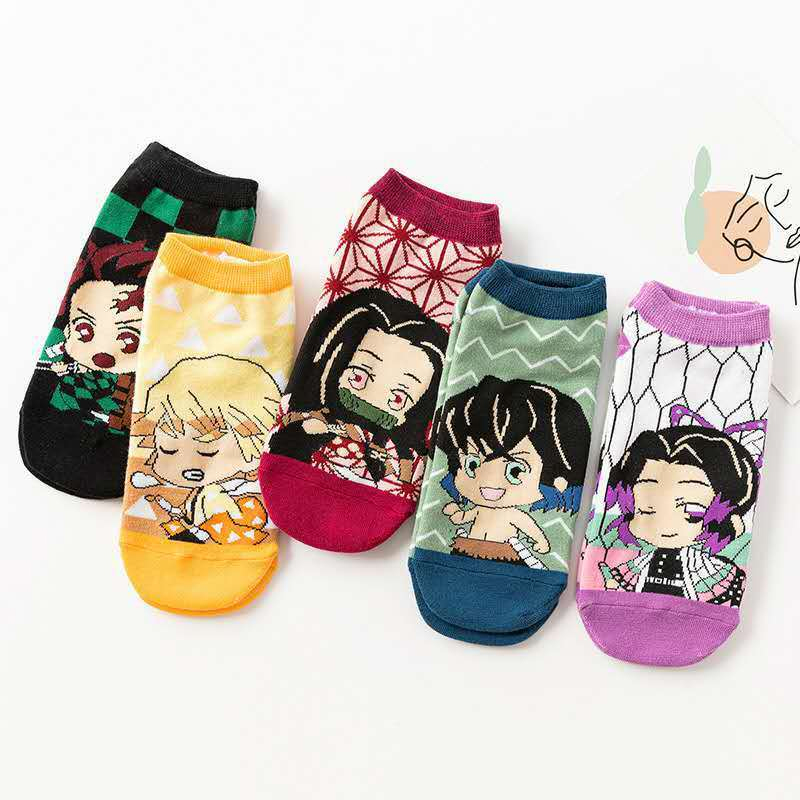 5 sets of demon killer kamado tanjirou kamado nezuko Agatsuma zenitsu Cosplay cotton ankle socks