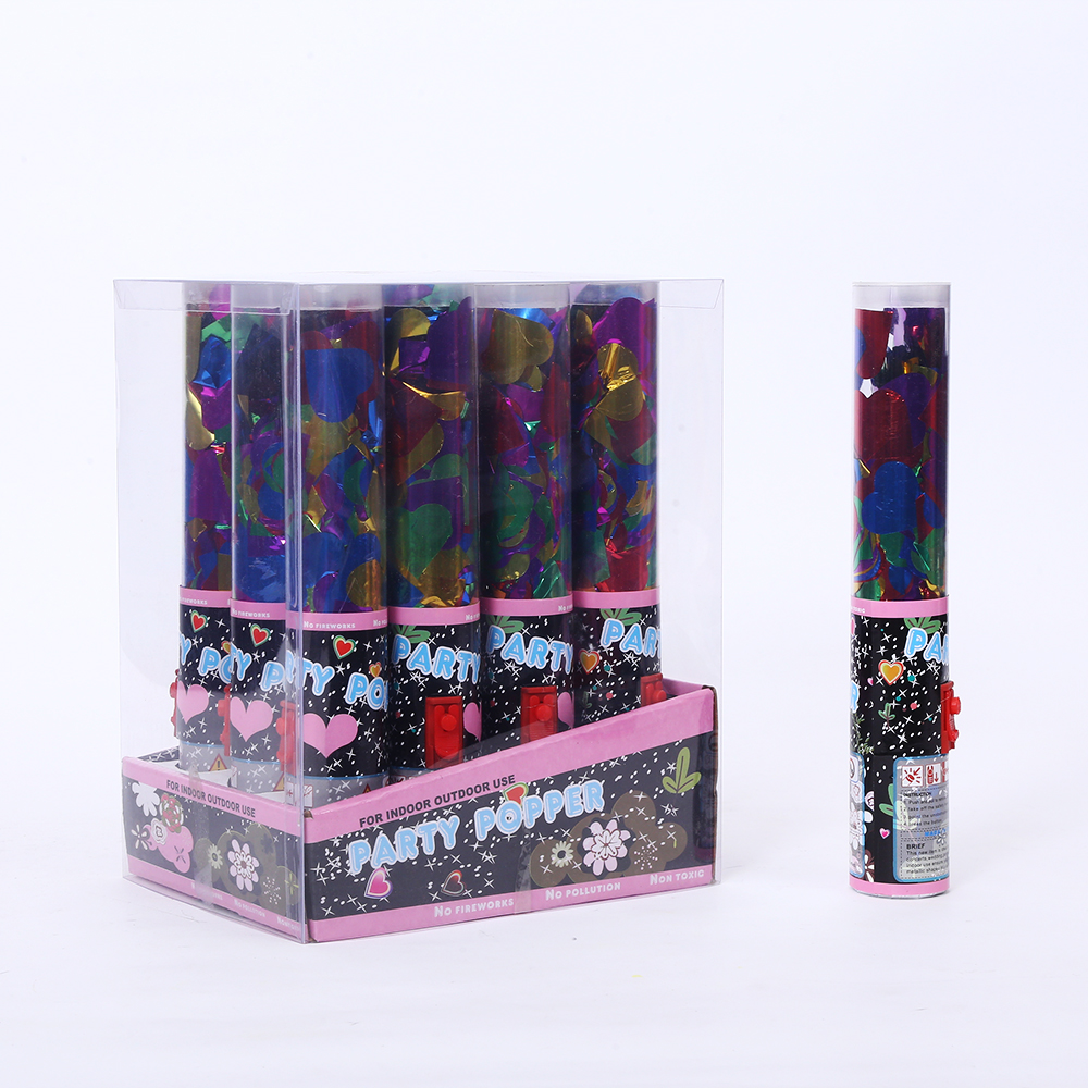 OEM Transparent Tube Party Popper Colorful Metallic Confetti Cannon Shooter Perfect For Valentine'S Day Gifts