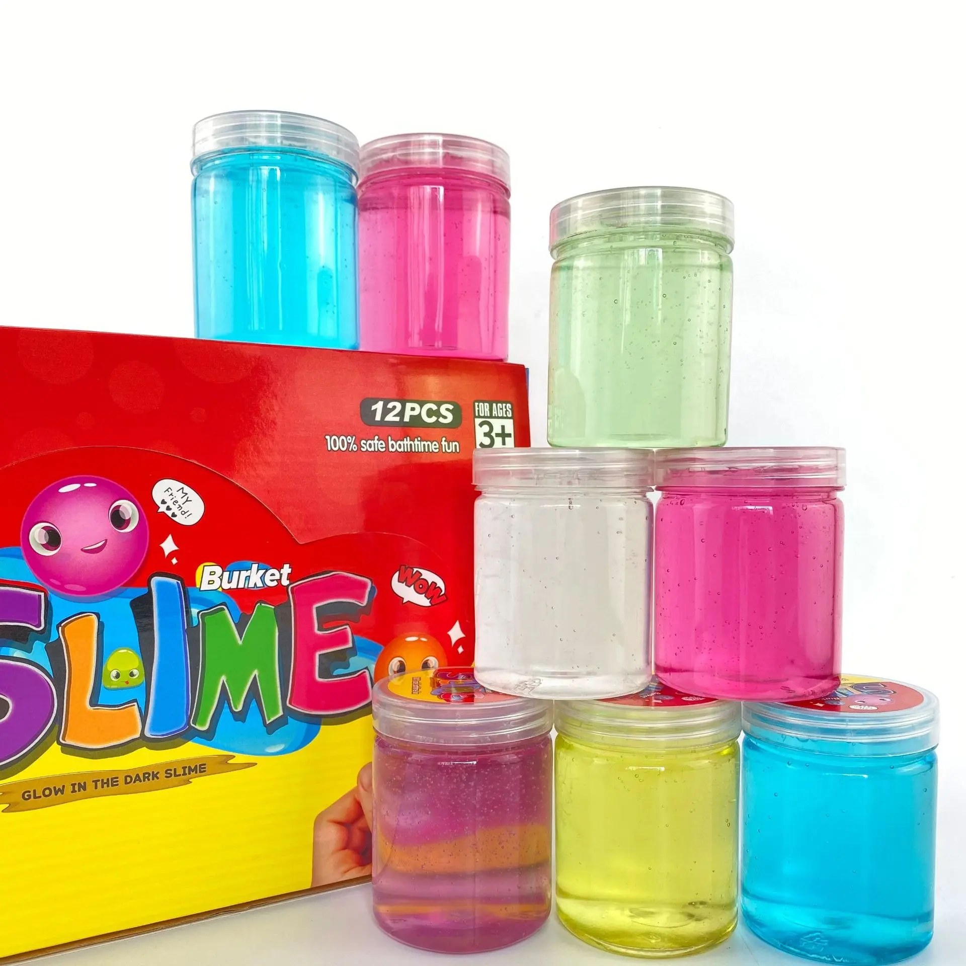 Custom Logo OEM Manufacturer Amazon Brand 150g Clear Colorful Crystal Fluffy Slime Non-toxic Charming Slime Set for Kid