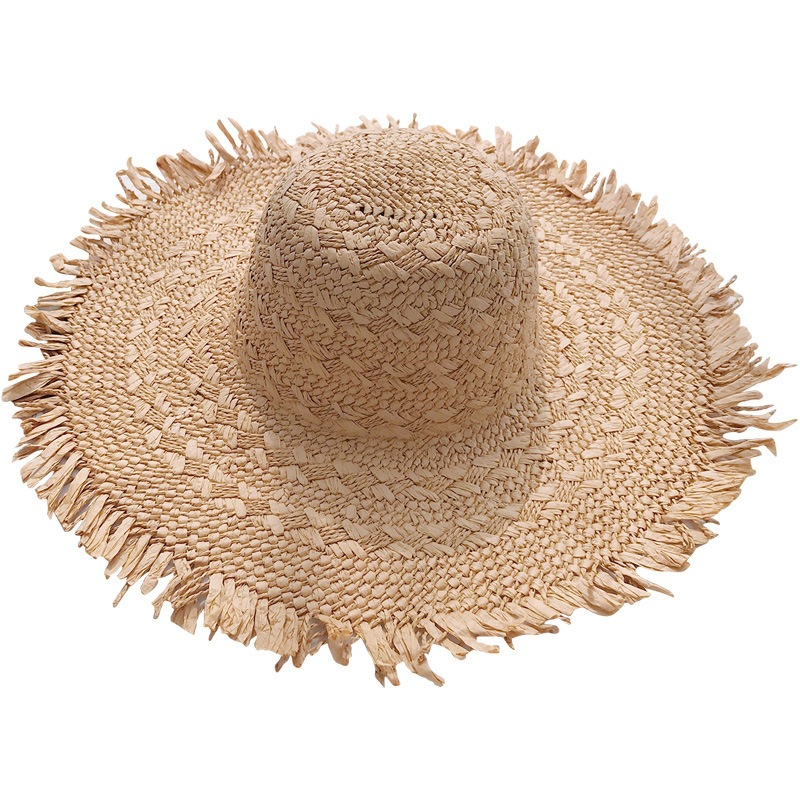 Beach beach big eaves handmade straw hat woolen sun hat