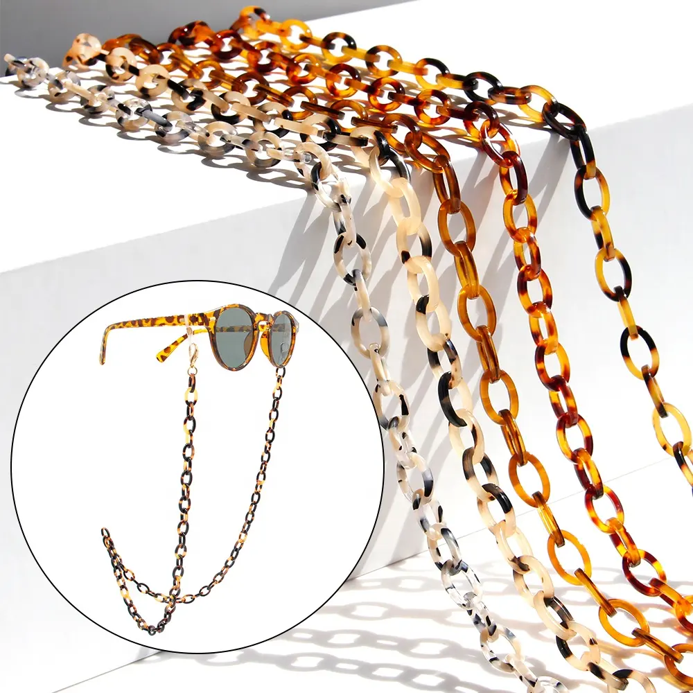 Wholesale Acetate Tortoise Shell color Necklace Eyeglasses Strap Optical Holder Eye Glasses Chain For Sunglasses