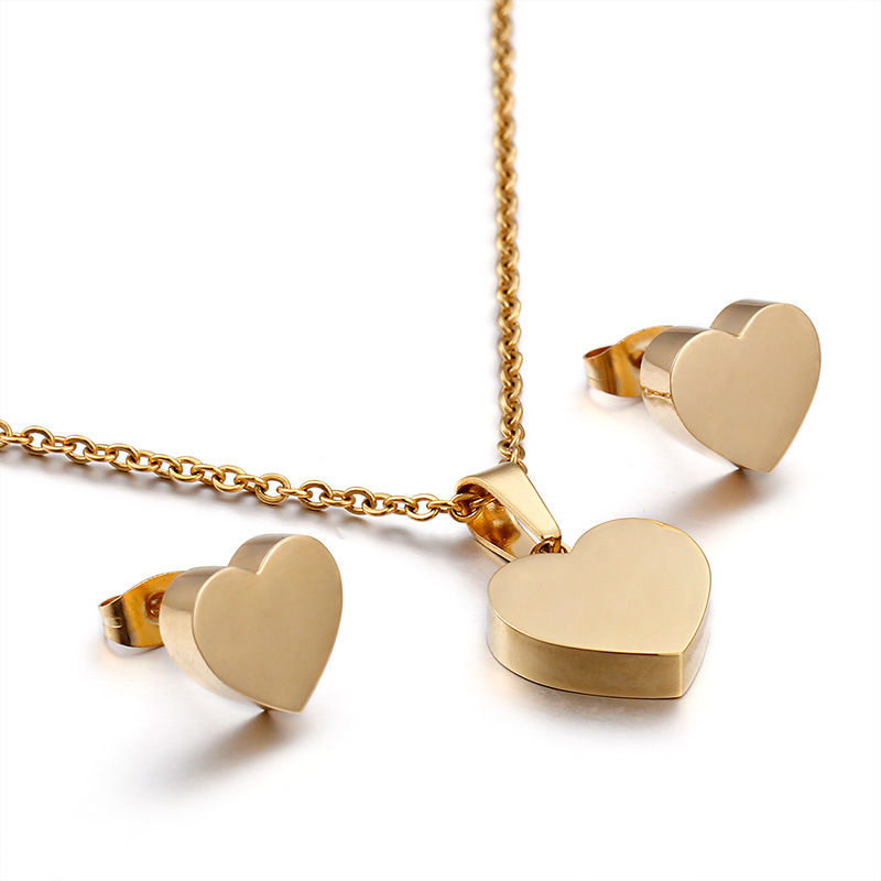 Love couple simple design fashionable hot sale stainless steel sets gold jewelry 18k women