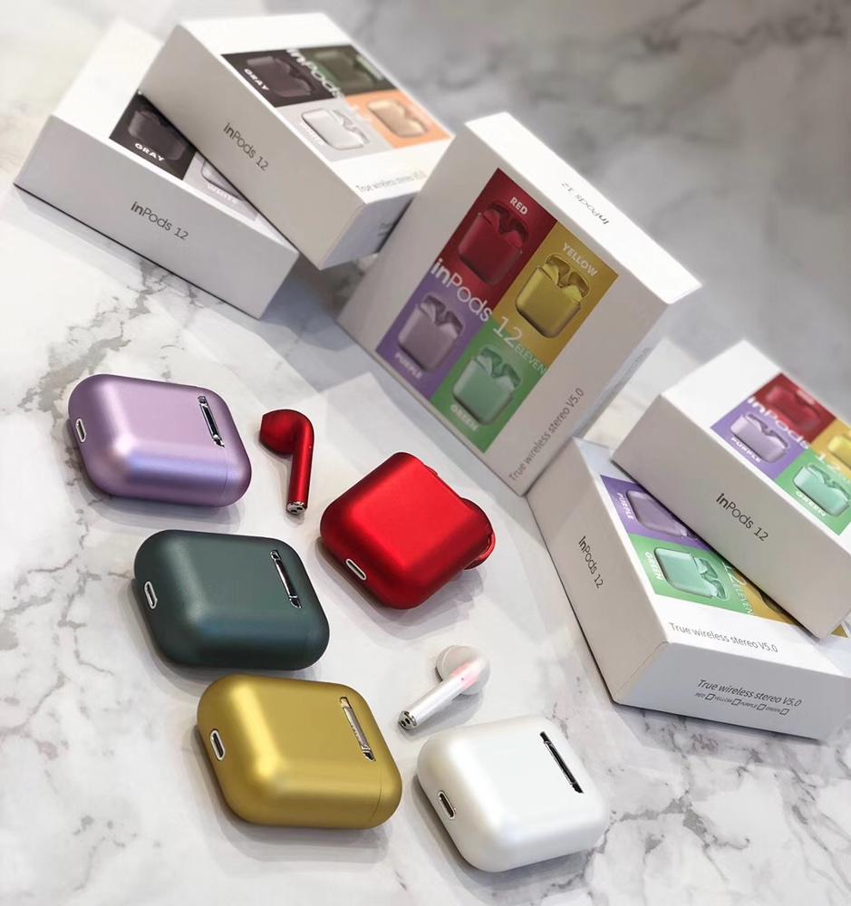 Горячие цвета металла ощущение TWS inpods12 беспроводные наушники в ухо сенсорное управление наушники 5,0 стерео гарнитура сенсорное управление