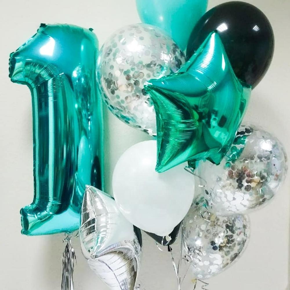 Cymylar 32 дюйма темно-бирюзовый номер фольги Воздушные шары цвета морской волны бледно-голубой гигант номер шары для вечеринки на день рождения