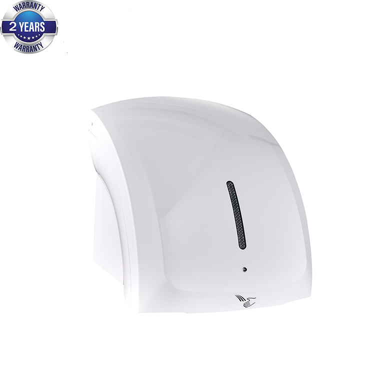 Hotel LED Wall Mounted Automatic Infrared Sensor Hand Dryer HY-1007A Electric Single White OEM ABS Free Spare Parts 2 Years 1800