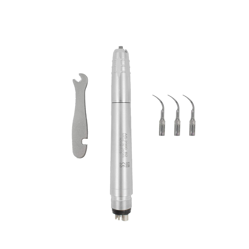 Dental Ultrasonic Air Scaler 2 Holes/4 Holes Handpiece 3 Heads Descaling Polishing Tool Metal Silver CE Pneumatic Turbine CN;GUA