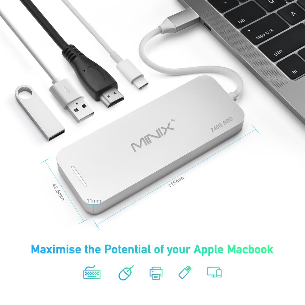 Эксклюзив: Встроенный Накопитель SSD M.2 объемом 240 ГБ, HD [4K @ 30Hz], 2 USB 3,0, USB-C для подачи питания. Для ноутбука, смартфона, iPad