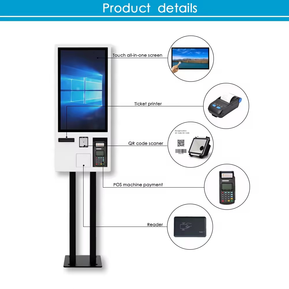 Self Service One Time Touch Screen kiosk Parking Paid Sales With Camera Ordering Payment Machine For Kfc Restaurant
