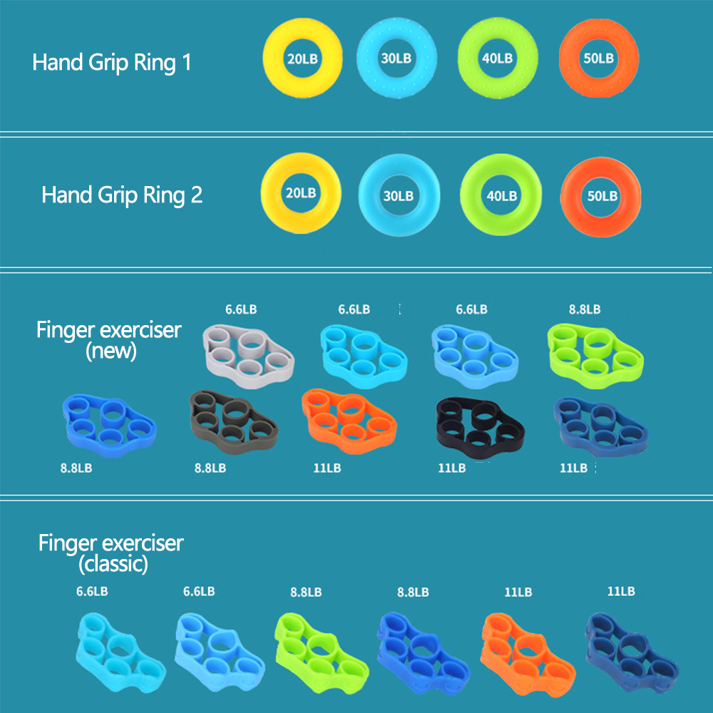 hand fitness Silicone Hand Grip resistance strengthener exerciser set Silicone finger resistance exercise set