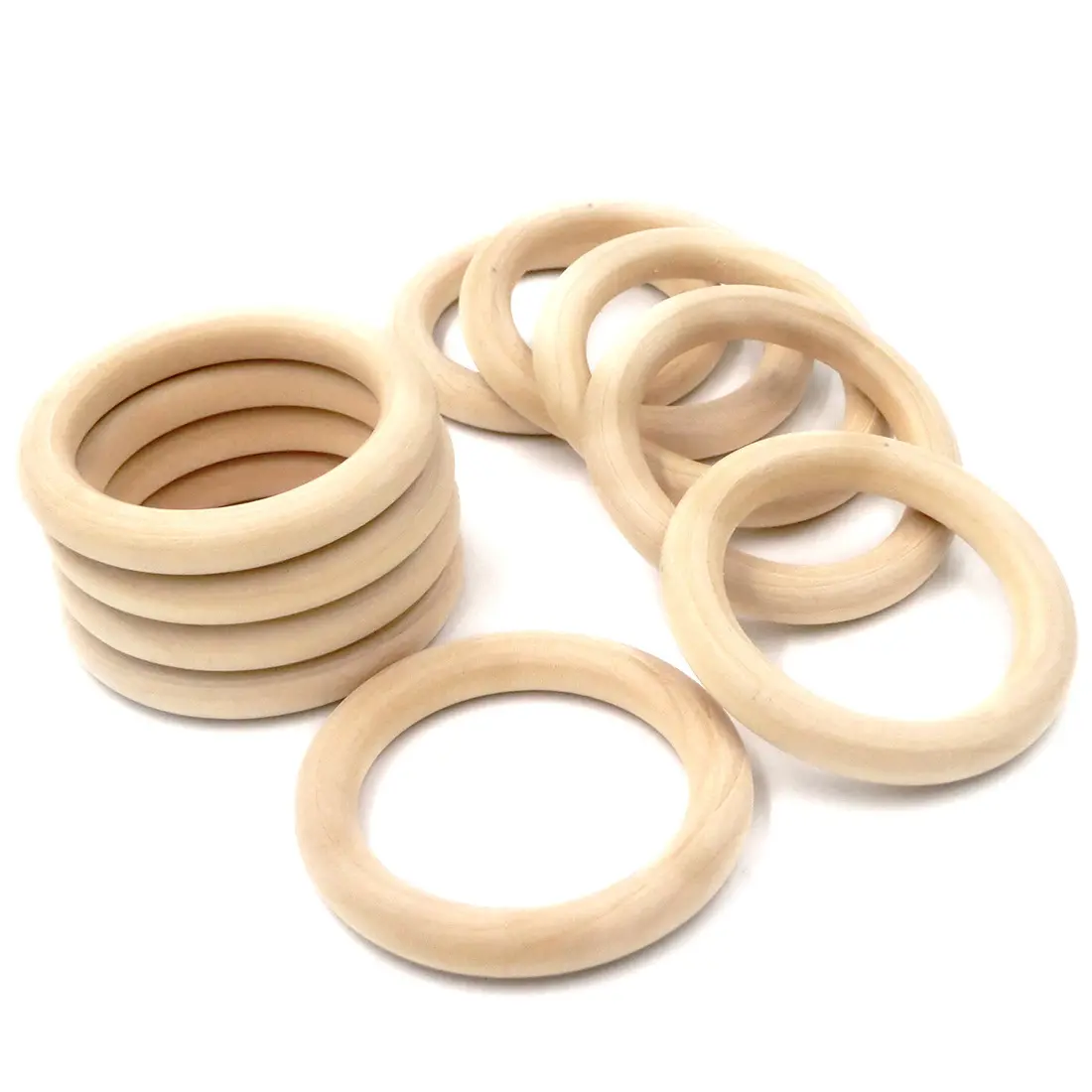 Unfinished Solid Large Macrame Wooden Rings for DIY Craft Pendant Connectors Jewelry Making