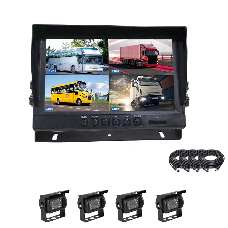 2019 Новый AHD 4CH 1080P 7 дюймов/9 дюймов Quad ЖК-монитор с разъемом для карт SD встроенный DVR для грузовика, автобуса