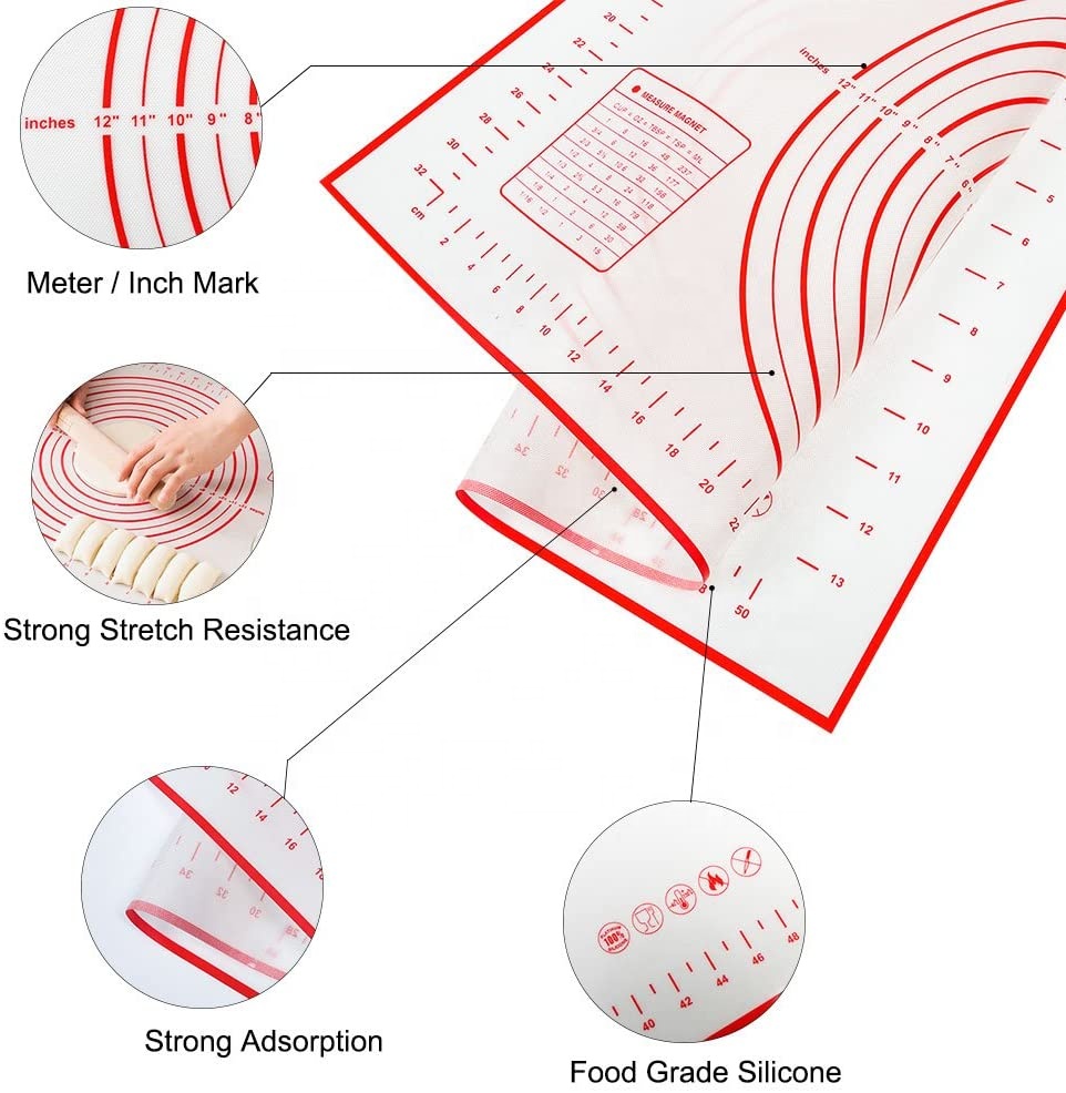 Custom Multipurpose Countertop Protector Bakeware Non Stick Sheet Silicone Pastry Rolling Pin Baking Mat For Rolling Dough