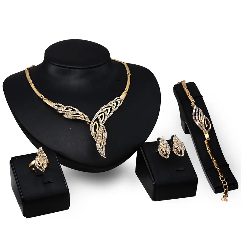 Best gift luxury bridal jewelry set rhinestones 18k gold jewelry Markdown sale