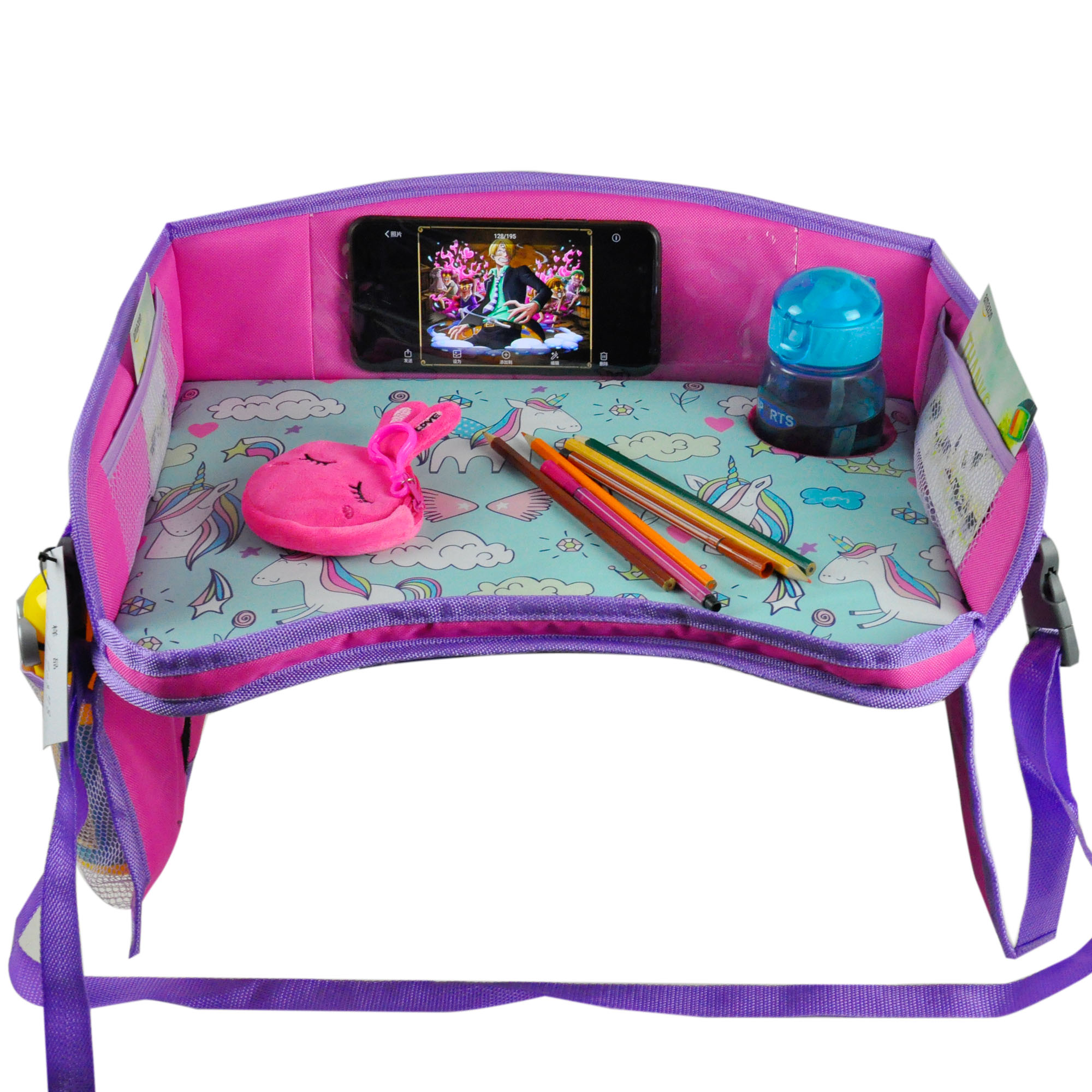 2021 kids car organizer back lap Table with bottle holder Play eating drawing Tray Dry Erase Board travel tray kids travel tray