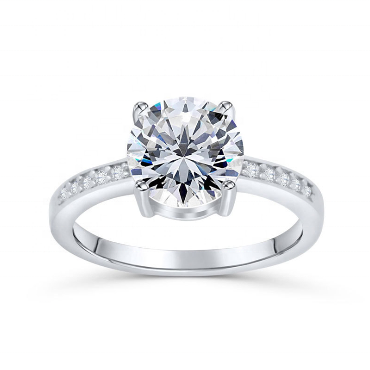 UNIQ 925 стерлингового серебра 1,25 CT круглый косынка кубического циркония обручальное кольцо с бриллиантом Halo обручальное кольцо
