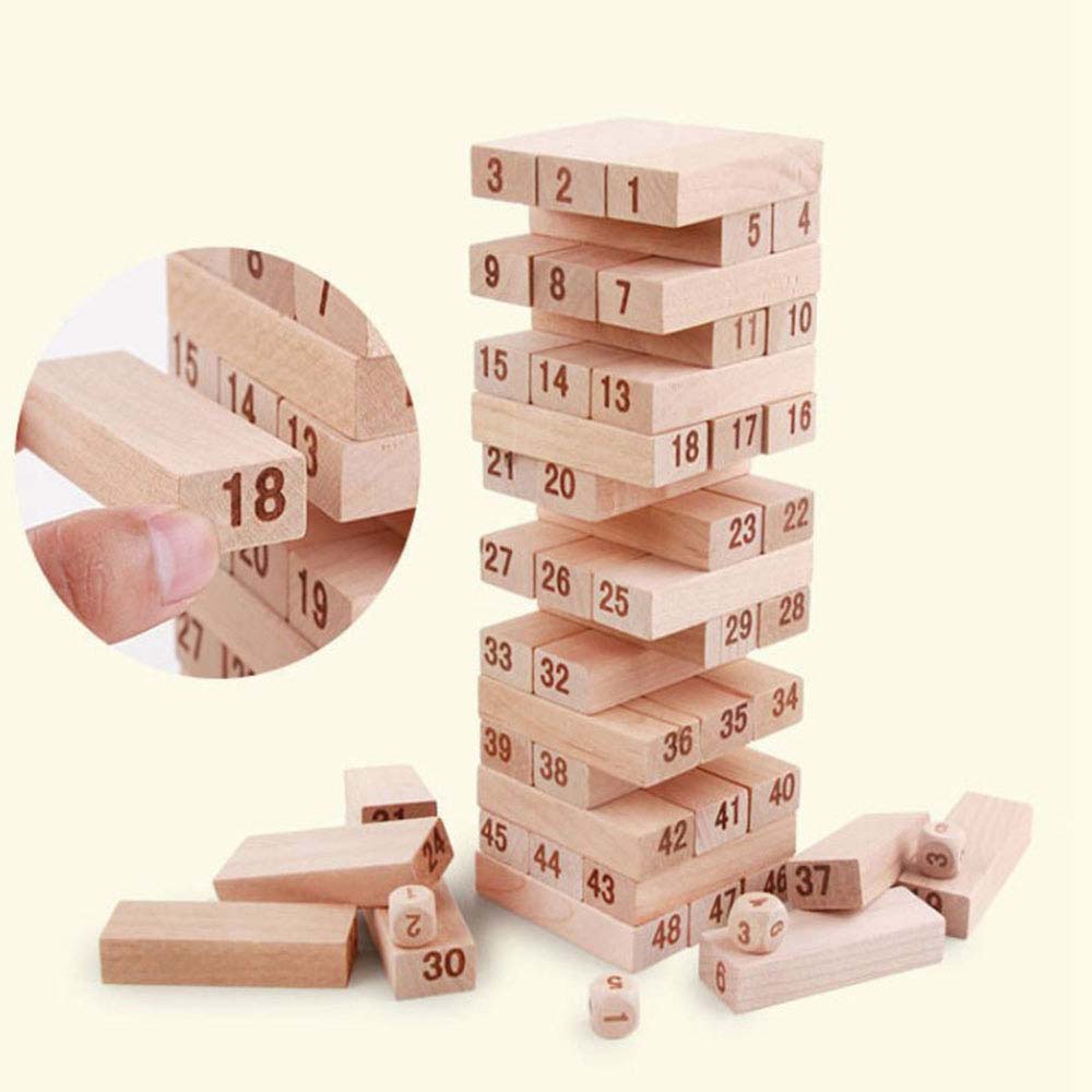 MELAND High Quality Wooden Tumble StackingTower Game 54 pieces Board Games Build Block Wood Toy Wholesale