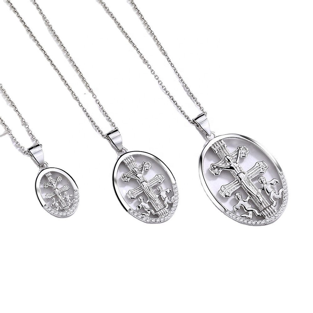 Oval Virgin Mary Pendant Necklace 925 Sterling Silver Pendant large and small Catholic silver jewelry