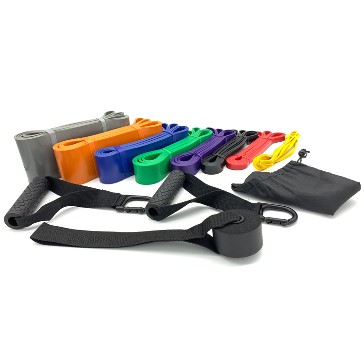 Latex bandas de resistencia handle door anchor set private label flat fitness bulk resistance bands for men