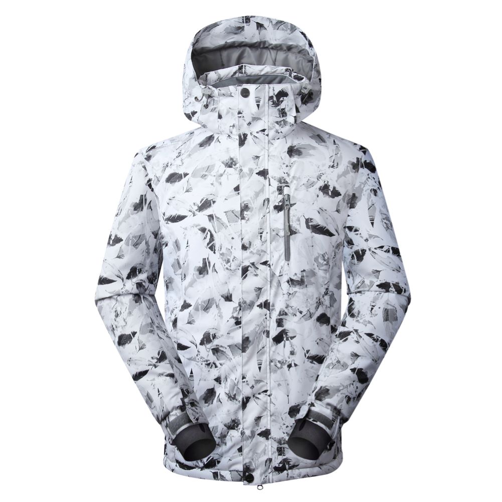 High Quality Custom Logo Outdoor Winter Ski Jackets Men Waterproof Feather Pattern White Snow Jackets For Sale