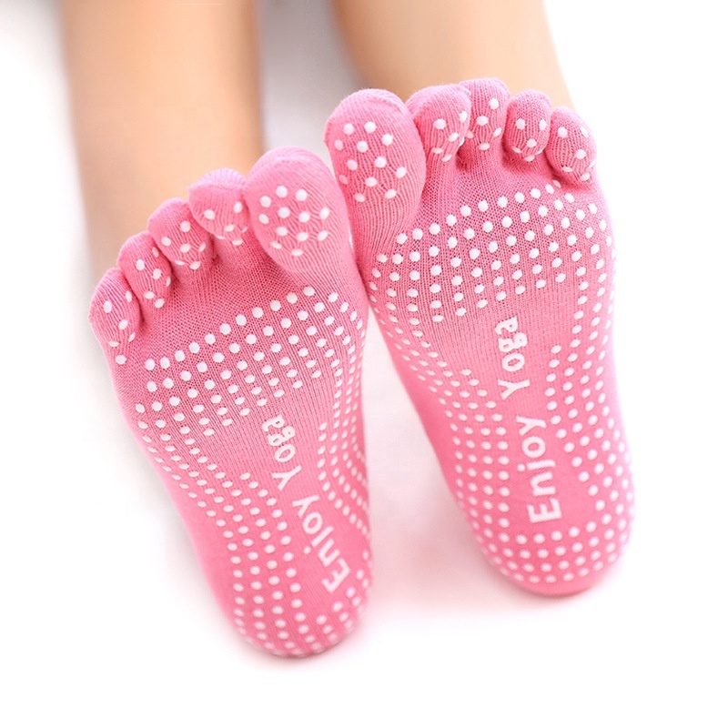 Quality Custom Logo Cotton Stylish Pink Cute Five Finger Full Toe Socks