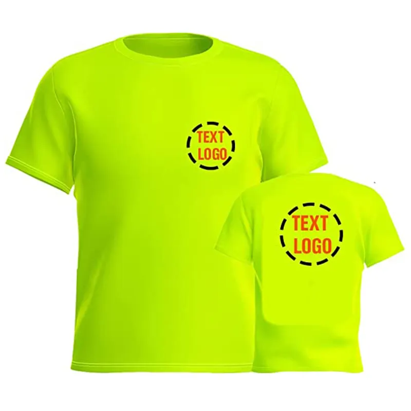 High Visibility Reflective Safety T-Shirts Custom Logo Hi Vis Short Sleeve Work T-Shirt for Men