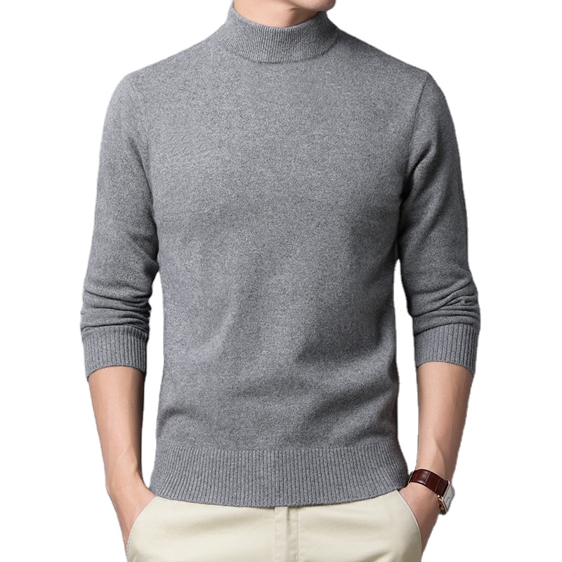 New Style Cashmere Thick Solid Color Half High Neck Base Custom Pullover Sweater Man