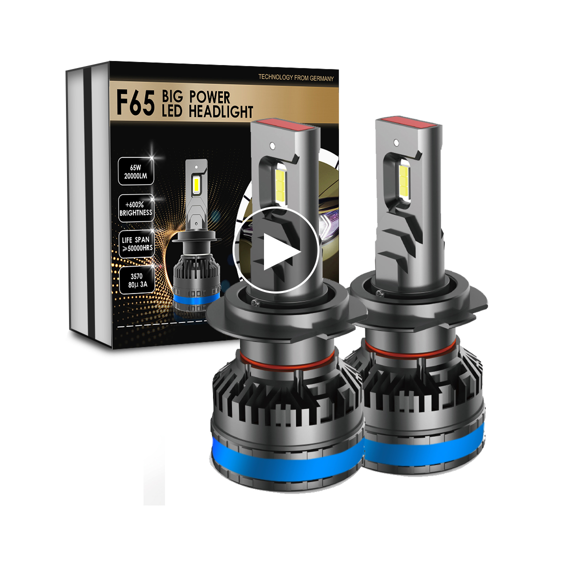 Лучший Высокая мощность 12В 65 Вт LED H1 H4 H7 H11 9005 9012 20000LM 6000K IP65 2020 Новый F65 360 градусов автомобильное крепление на зэс 3570 светодиодные фары