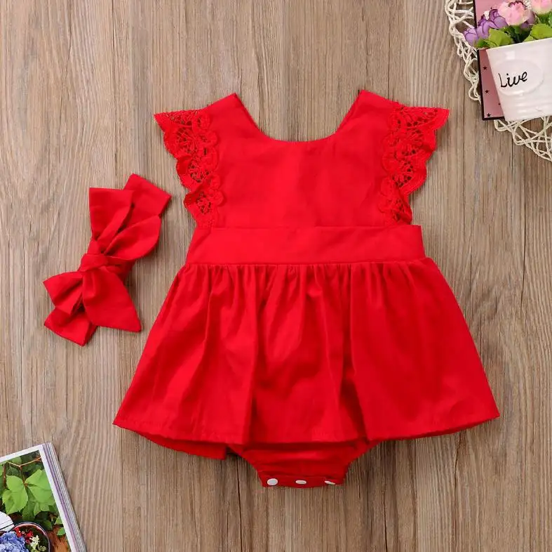 2021 new foreign trade children dress new products girls red color small skirt halter strap romper manufacturers in stock