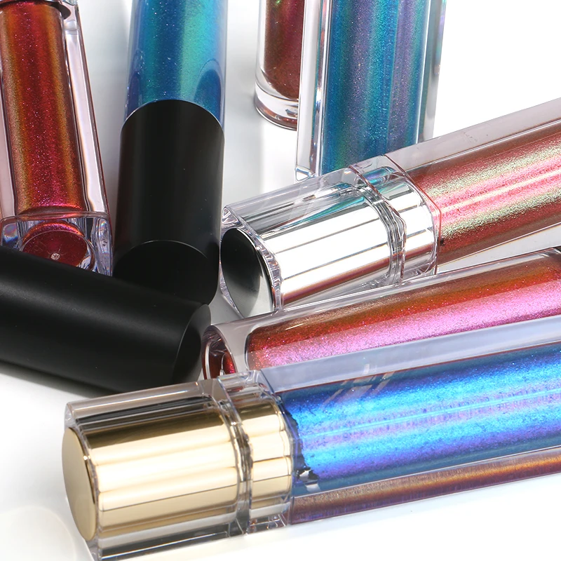 Beauty cosmetics fluorescence matte neon pink glow in dark hot containers duochrome liquid lip gloss