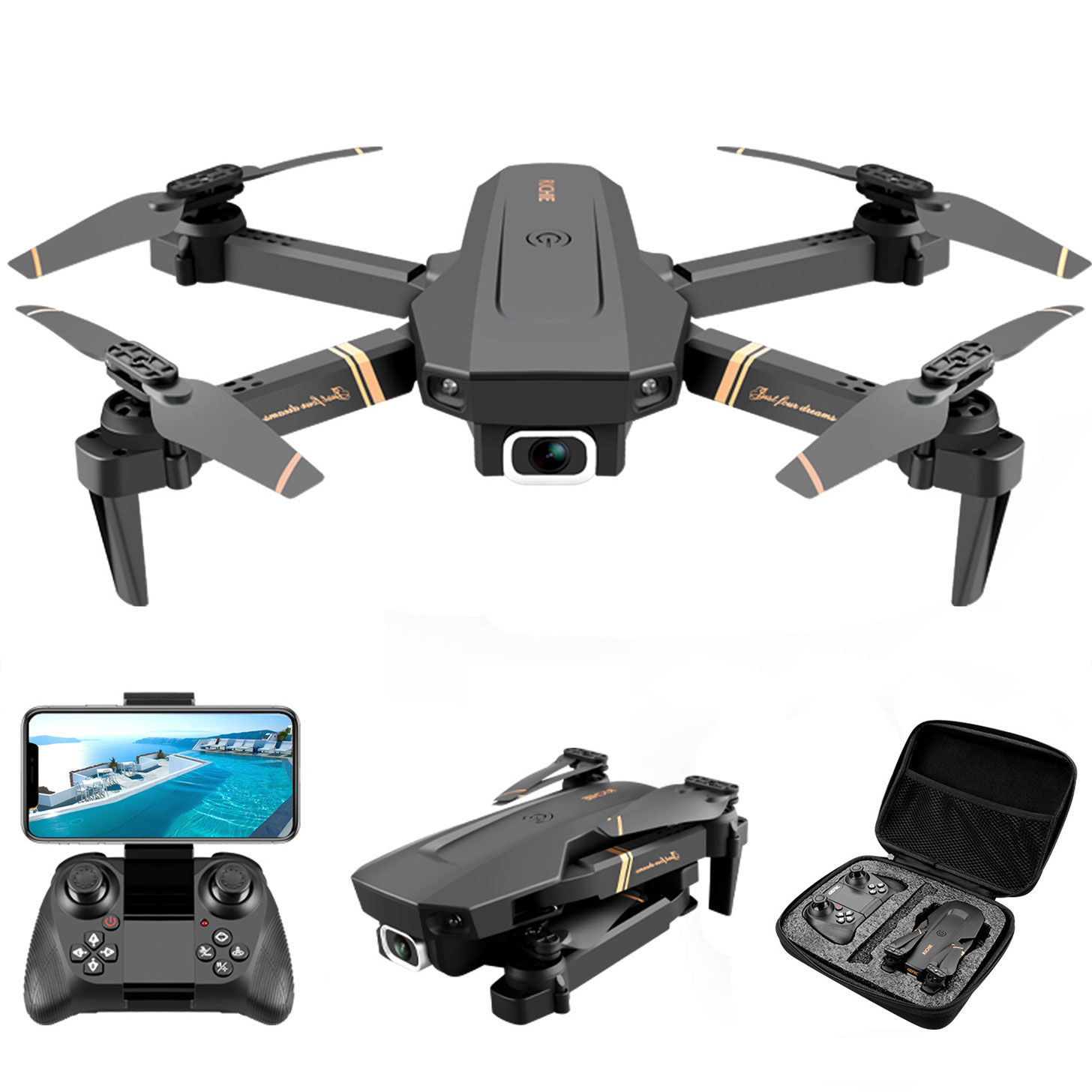 High Quality V4 Rc Drone 4k HD Wide Angle Camera 1080P WiFi FPV Drone Dual Camera Quadcopter Real-time Transmission Helicopter