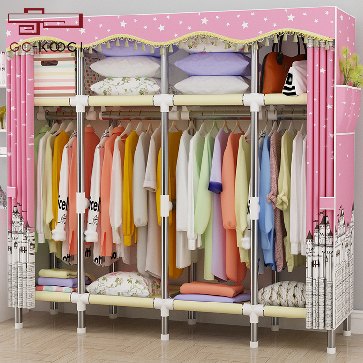 GUCI Quick Easy DIY Simple Folding Movable Mini Portable Cloth Wardrobe household Rack Cabinet Closet