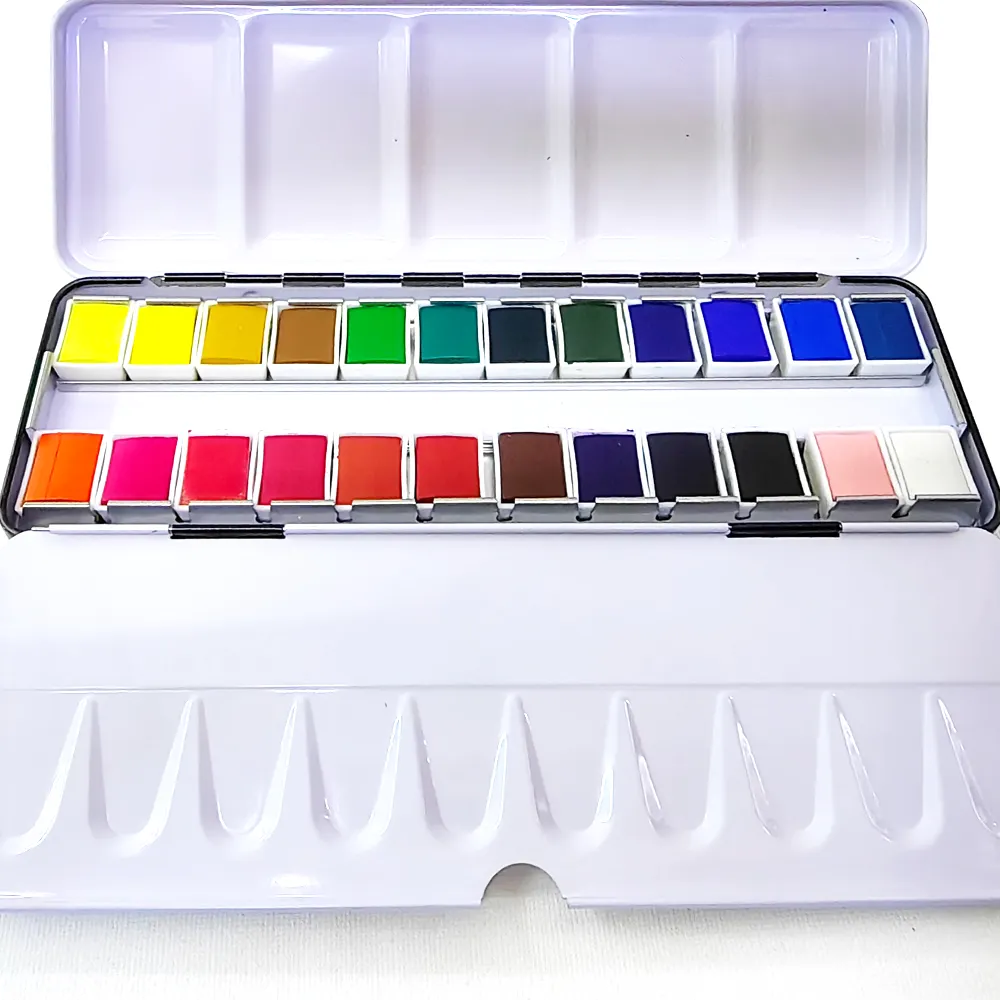 24 Vibrant Colors Non-Toxic Paint Watercolor Paint Set Solid Watercolor Paint for Student with palette