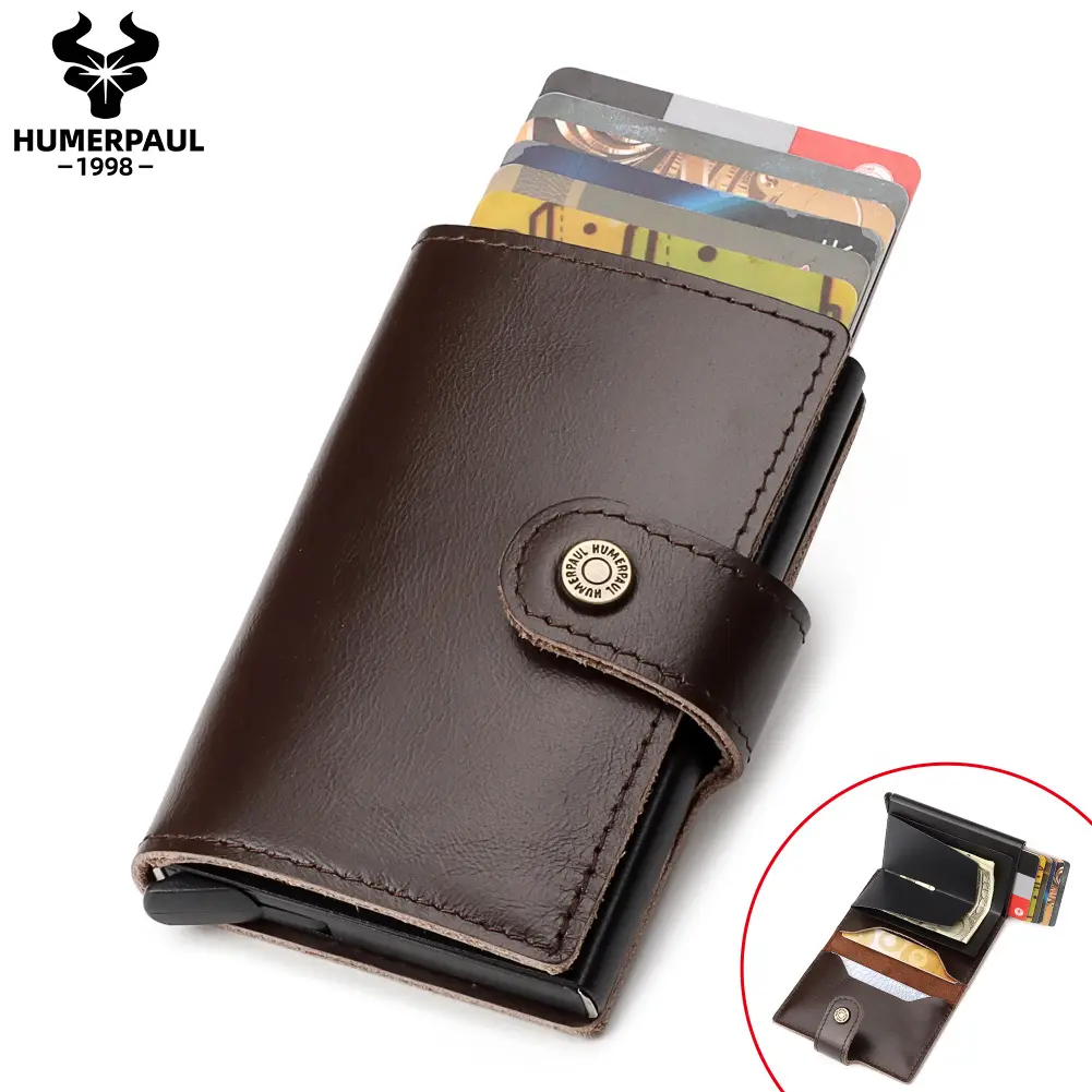 HUMERPAUL wholesale cheap CARD HOLDER pop up card bag wallet small wallets leather card case unisex rfid blocking wallet