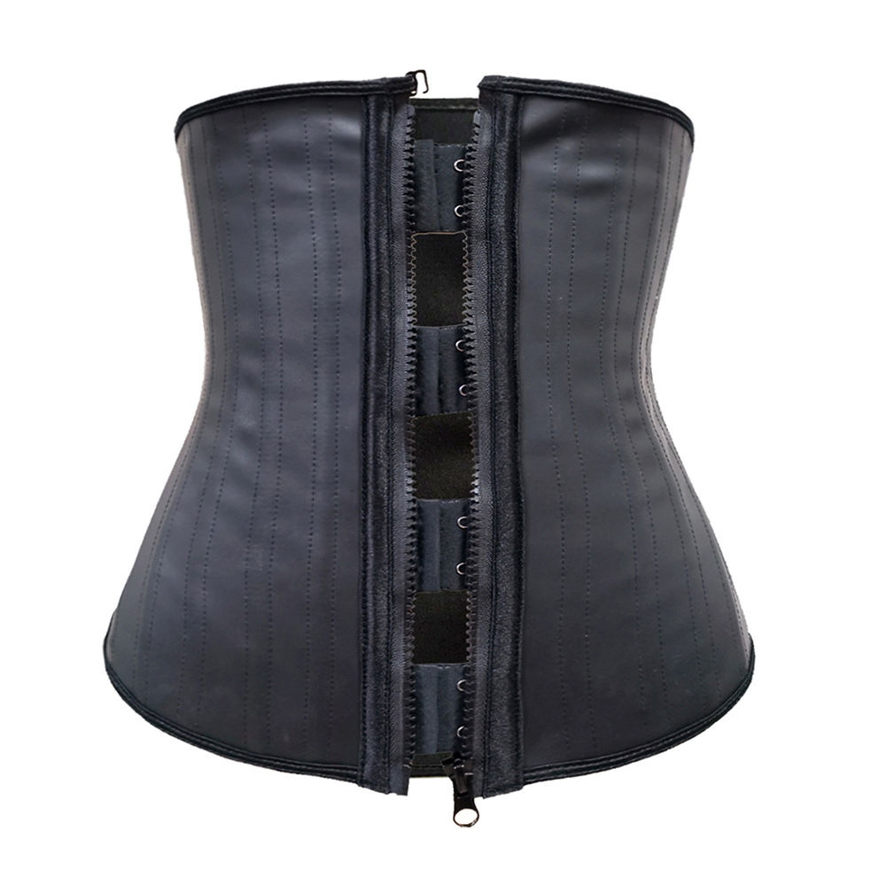 Black Zipper 25 Steel Bone Lose Weight Fat Burning Belly Wrap Corset Low Back Support Waist Trainer Shaper