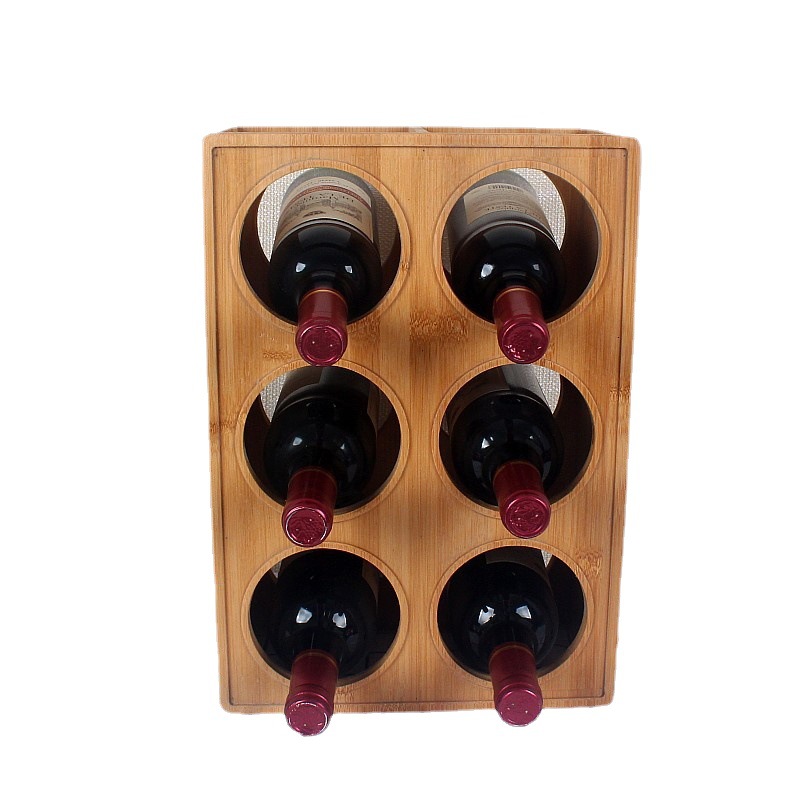 Wine Rack Desktop Compact Type Saving Space and Assembling Independent Bamboo Wooden
