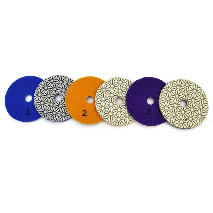 Chinese Factory 4inch 3 Step dry and Wet Quartz Marble Granite Diamond sanding disc