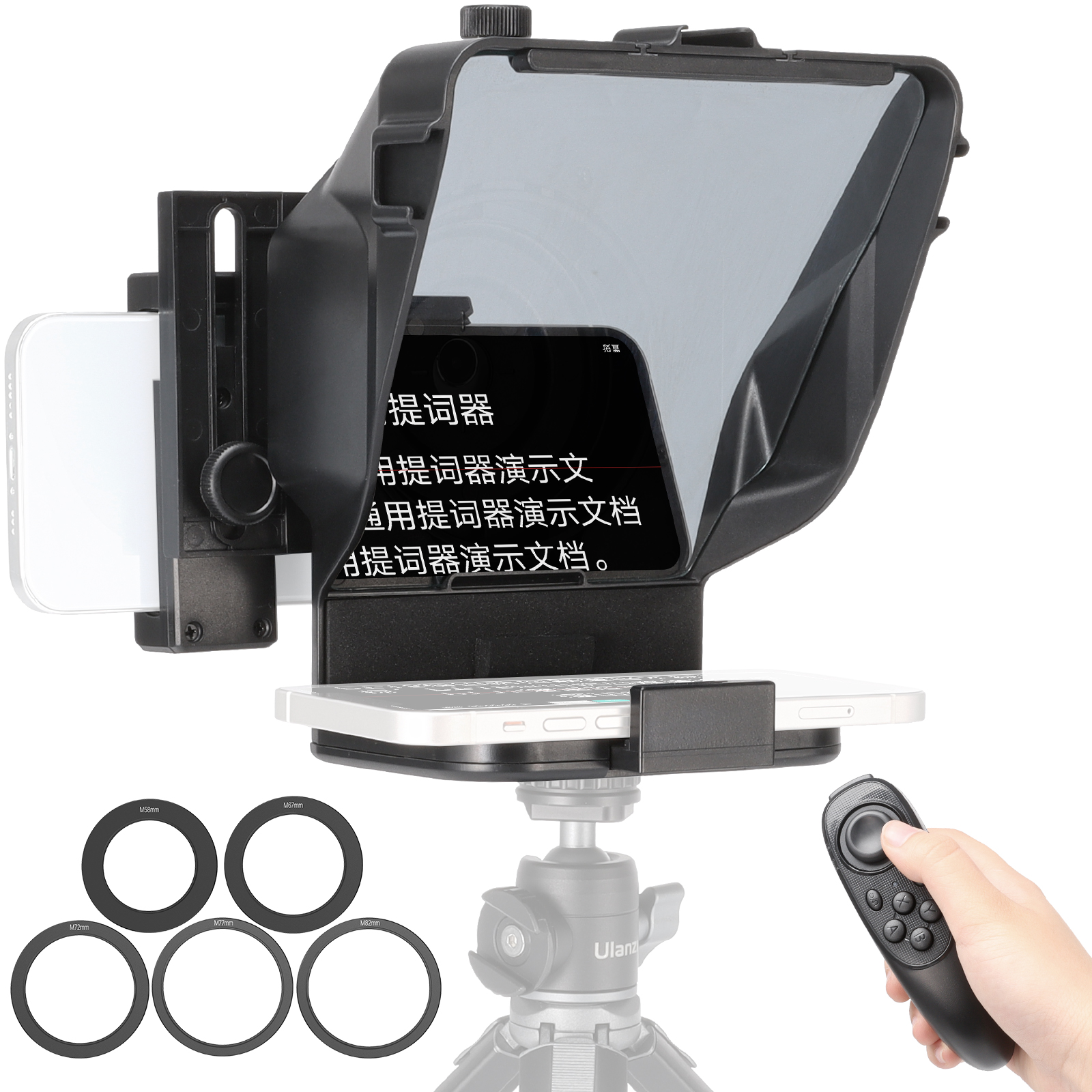 Ulanzi Universal Portable Teleprompter Remote Control Prompter For Smartphone/Tablet/DSLR Camera Video Recording Live Streaming